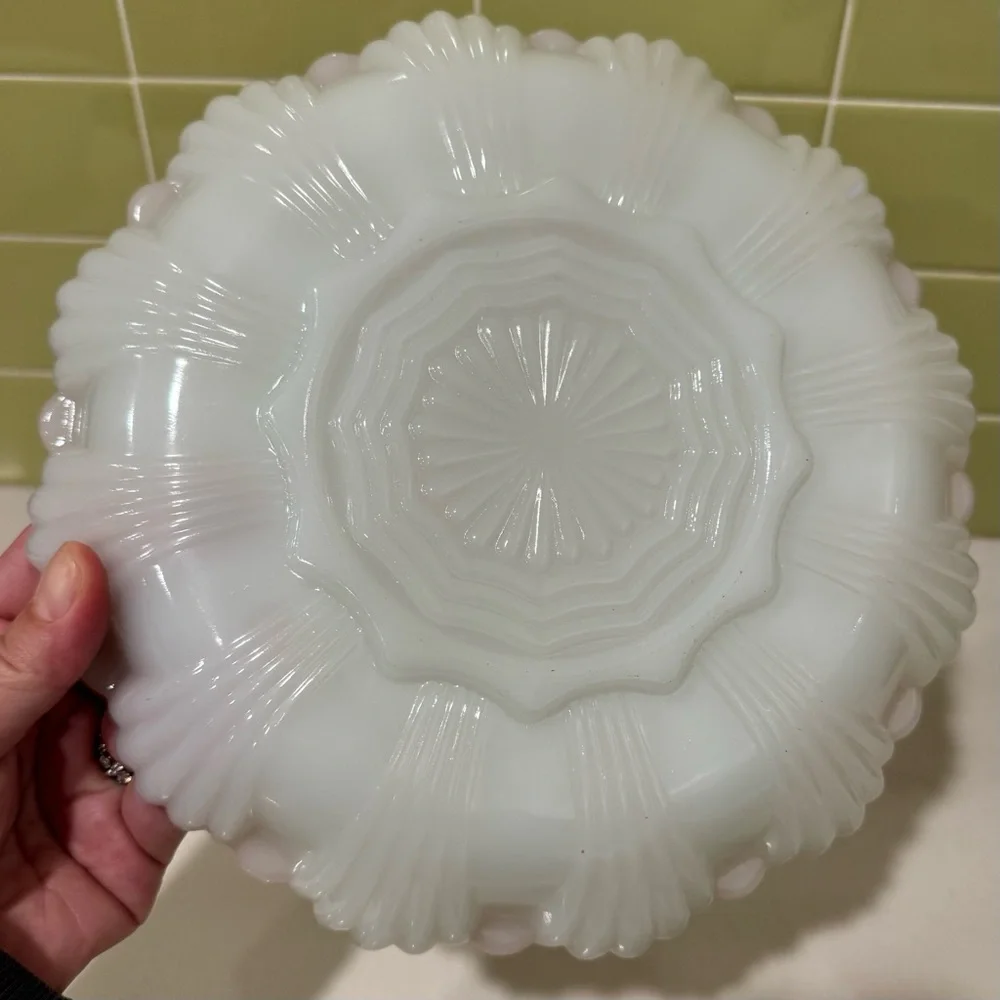 Anchor Hocking Fire-King Milk Glass Deviled Egg Serving Plate with Gold Trim - Picture 4 of 5